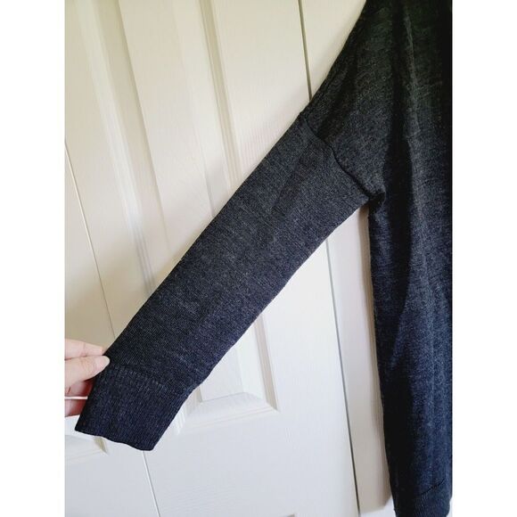 Ann Taylor Loft PM Gray Cardigan Open Front Side Slits Sife Angle Wool Blend - Picture 3 of 7